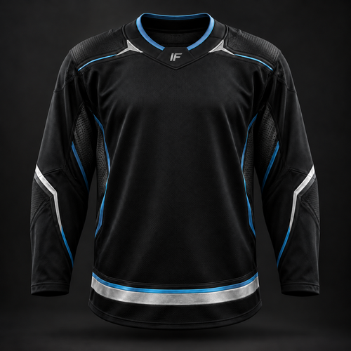 ICEFORGE professional hockey jersey, black, front view