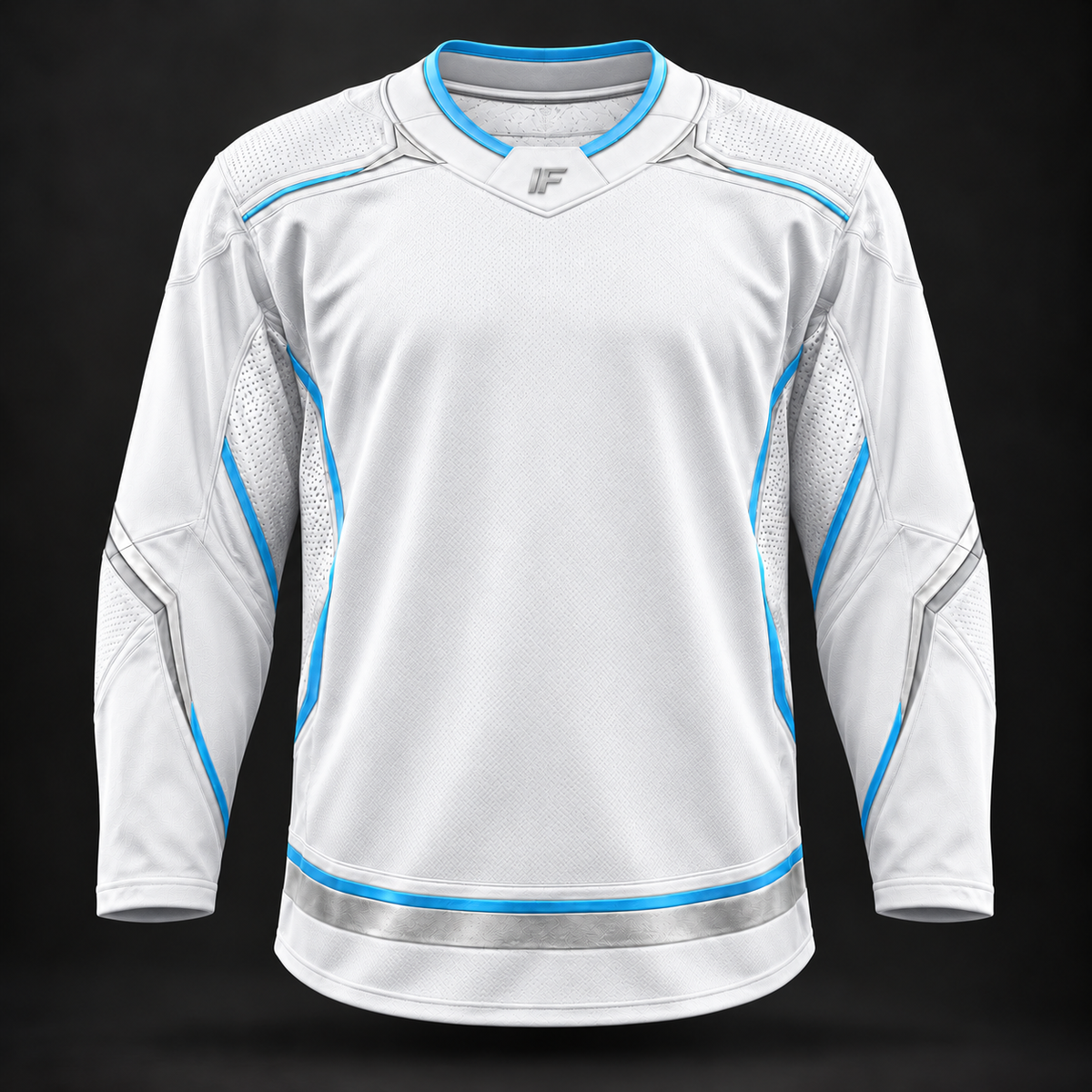 ICEFORGE professional hockey jersey, white, front view